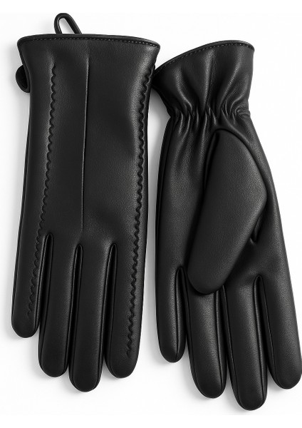 Kadın Siyah Suni Deri Içi Polarlı Eldiven - Standart Beden fiyatları