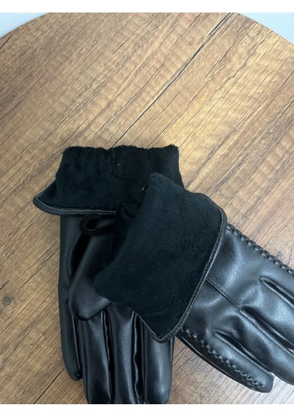 Kadın Siyah Suni Deri Içi Polarlı Eldiven - Standart Beden modelleri