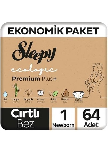 Sleepy Ecologic Ekonomik Paket Bebek Bezi 1 Numara Yenidoğan 64 Adet modelleri