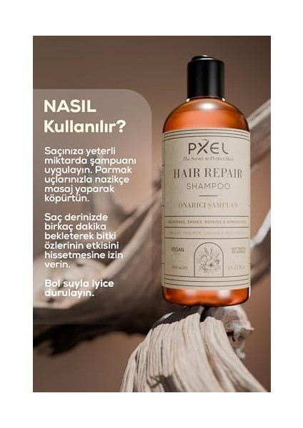 Pxel Saç Onarıcı Şampuan 400 ml – Bitkisel Özler ve Amino Asit Kompleksi ile Yıpranmış Saçların Onarılmasına Yardımcı – Yıpranmış Saçlar Için Günlük Kullanıma Uygun – Vegan Formül fiyatları