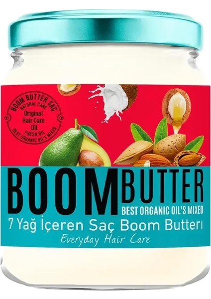 Boom Butter Saç Bakım Yağı, Yoğun Besleyici & Onarıcı, Kırılma Karşıtı & Saç Güçlendirici, Nemlendirici & Parlaklık Veren Bakım, 190 ml