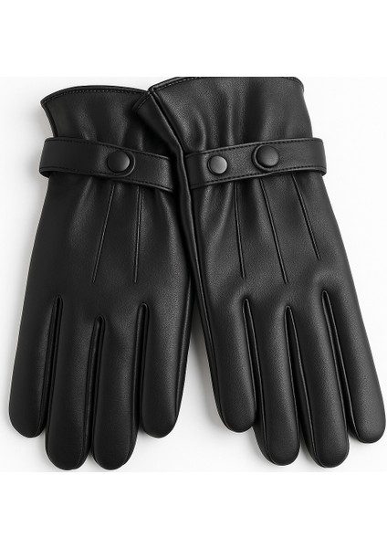 Erkek Siyah Suni Deri Içi Polarlı Eldiven - Standart Beden fiyatları