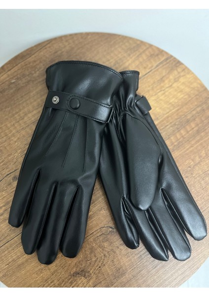 Erkek Siyah Suni Deri Içi Polarlı Eldiven - Standart Beden fırsatları