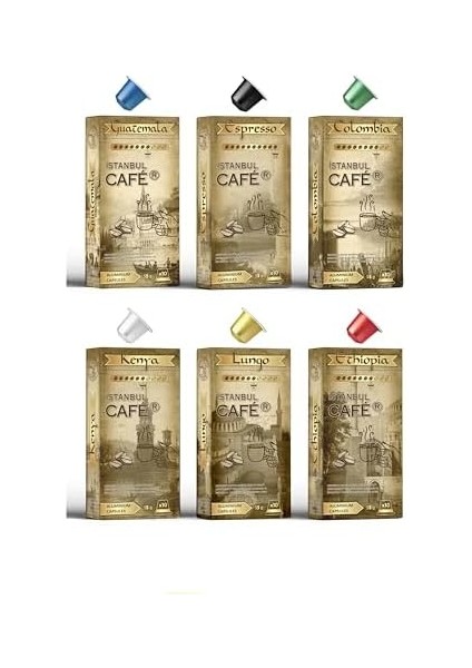 Istanbul Cafe® Alüminyum Nespresso Uyumlu Kapsül Kahve 6'lı Paket