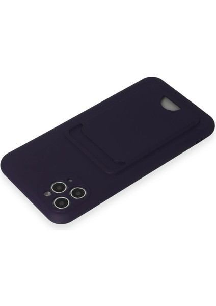Apple iPhone 11 Pro Max Kılıf Card Flex Kılıf (Kartlıklı) - Derin Mor modelleri