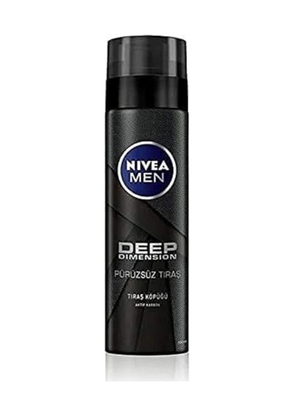 Nıvea Men Erkek Deep Dimension Tıraş Köpüğü 200 Ml, Kusursuz Tıraş,aktif Karbon, Kaygan Tıraş Deneyimi