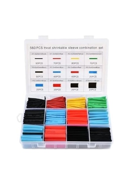 560 Parça Isıyla Daralan Makaron Kablo Kılıf Makaron Kablo Yalıtım Makaron Seti fiyatları