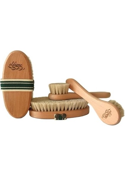 ELDIONE%100 At Kılı Vucüt Bakım Fırçası, Yüz Fırçası, Topuk (Ponza) Taşı ve Kese, Kuru Fırçalama, Selülit/varis/kırışık Giderici, Hücre Yenileme, Gençleştirici Sıkılaştırıcı, Doğal Peeling, (4 Adet)