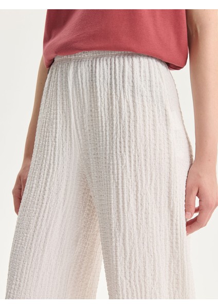 Yeni Sezon Beli Lastikli Dokulu Kadın Pantolon modelleri