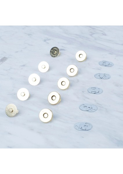 Loren Manyetik Altın Renk Metal 5 Li Çıt Çıt Set