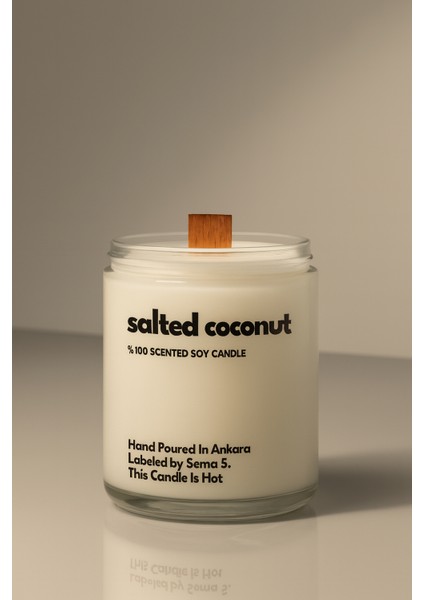: Salted Coconut : Cam Kavanozda Kokulu %100 Soya Mum (Hindistan Cevizi, Deniz Tuzu, Beyaz Musk)