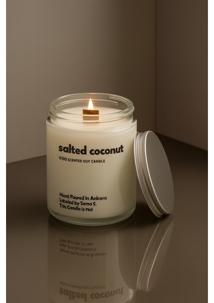 : Salted Coconut : Cam Kavanozda Kokulu %100 Soya Mum (Hindistan Cevizi, Deniz Tuzu, Beyaz Musk) fiyatları