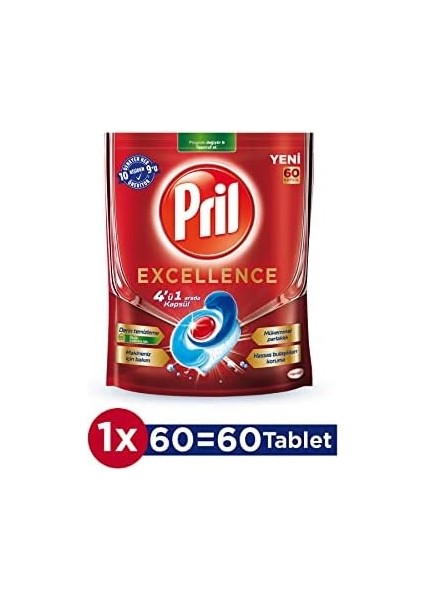 Pril Excellence 4'ü 1 Arada Bulaşık Makinesi Kapsülü - 60 Kapsül modelleri