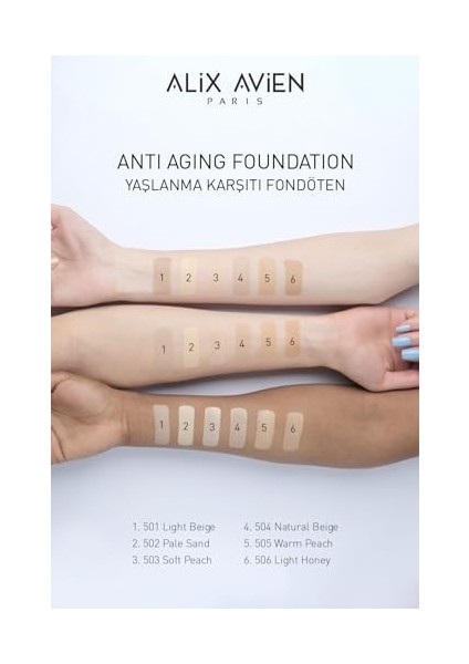 Alıx Avıen Yaşlanma Karşıtı Vitamin Içeren Nemlendirici SPF15 Fondöten - Anti Aging Foundation 501 Light Beige