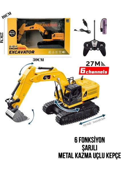 1:16 Ölçek 27 Mhz Uzaktan Kumandalı 6 Fonksiyonlu Şarjlı Kazması Metal Kepçe Oyuncak fiyatları