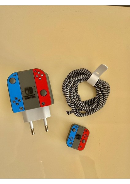 18W-20W Şarj Adaptörü ile Uyumlu Switch Tasarımlı Şarj Başlığı ve Şarj Kablo Koruyucu Set – Renkli