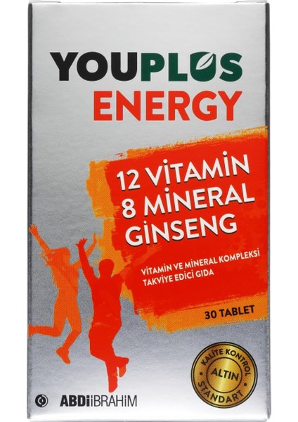 Youplus Energy 12 Vitamin ve 8 Mineral Kompleksi 30 Tablet