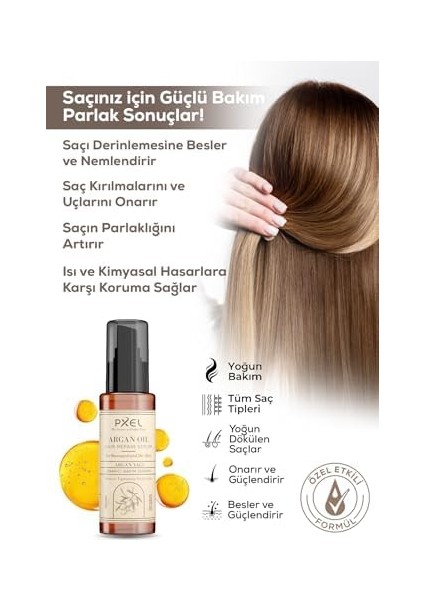 Pxel Saç Onarıcı Serum 75 ml | Yıpranmış Mat ve Kabaran Saçlar | Argan, Hindistan Cevizi Yağı, Vegan Saç Bakım Serumu fiyatları