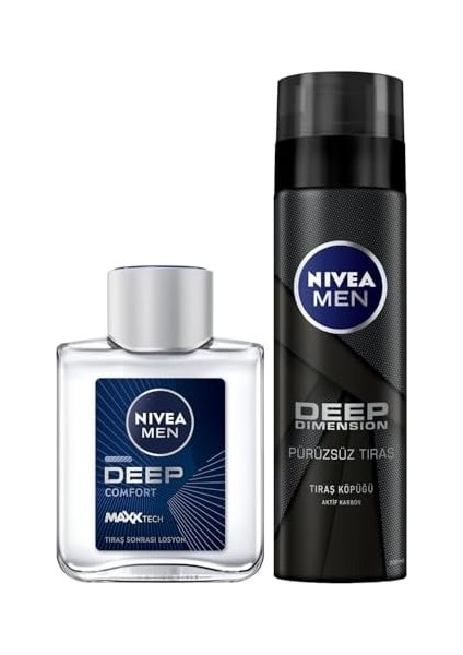 Nıvea Men Erkek Deep Dimension Tıraş Seti, Tıraş Köpüğü 200ML ve Tıraş Sonrası Losyon 100ML, Kaygan Tıraş fiyatları