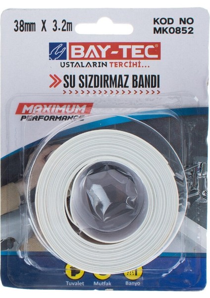Baytec Su Sızdırmaz Band 38MM x 3,2m – Güçlü Yalıtım ve Hızlı Onarım Bandı (MK0852)
