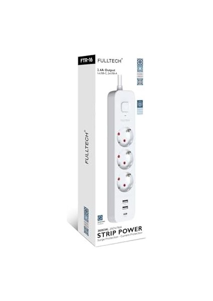 Akım Korumalı Priz, 3x Priz Girişi, 2x USB Girişi, 1x Type-C Girişi, Çocuk Korumalı Priz Çoğaltıcı fiyatları