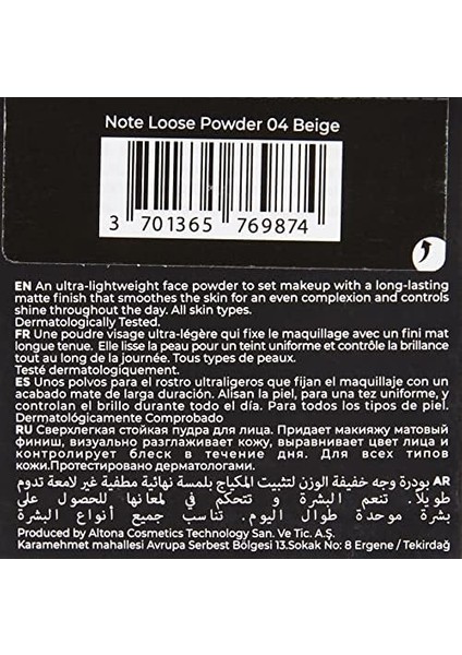 Note Loose Powder 04 Beige Makyaj Sabitleyici Matlaştırıcı Toz Pudra