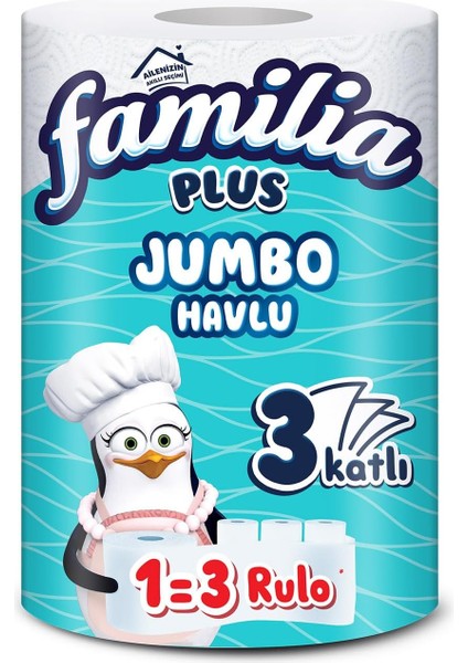 Papia Familia Kağıt Havlu 1=3 Jumbo 3 Katlı Beyaz 1 Adet
