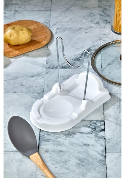 Katlanabilir Kepçe ve Kapak Düzenleyici, Metal, Beyaz/siyah