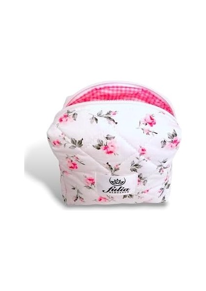 Makyaj Çantası | Hijyen Çantası | Ped Çantası | Çanta Içi Organizer | Küçük Boy Seyahat Makyaj Çantası (Beyaz-Pembe)