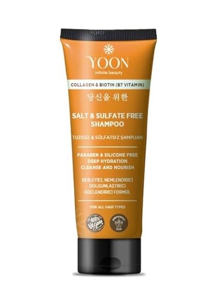 Yoon Sülfatsız ve Tuzsuz Şampuan, Kolajen Biotin B7 Içerikli Parabensiz, Güçlendiren Besleyici ve Nemlendirici Vegan Şampuan 250ML modelleri