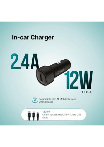 Smartcharger 2.4A Araç Şarj Aleti + Trio Kablo 2CKS30TS fiyatları