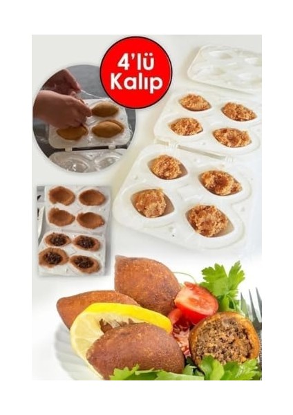 Life 4 Lü Yapışmaz Beyaz Içli Köfte Kabı Aparatı MIT1111 modelleri