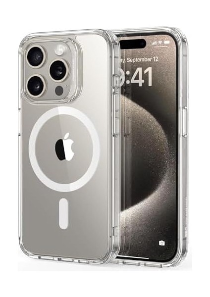Teknosepetim iphone 15 Pro Magsafe ile Uyumlu Şeffaf Kılıf Silikon Darbe Emici Tam Koruma Kapak Air iphone 15 Pro Manyetik Şarj Kılıfı modelleri