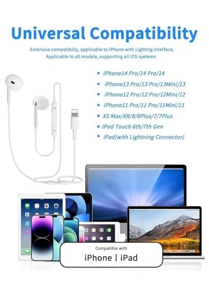 Tak Çalıştır Lightning Uçlu Mikrofonlu Kulaklık 13 Serisine Kadar Destek 11 ve 12 Uyumlu Lightning Earpods Kulaklık fiyatları