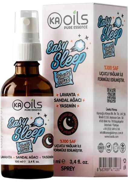 Kaoils Easy Sleep Yastık Misti 100 ml – Doğal Uyku Spreyi | Lavanta, Yasemin, Sandal Ağacı Yağları ile Stres Azaltıcı ve Uyku Öncesi Rahatlama modelleri