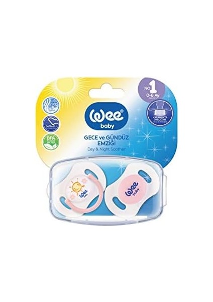 Wee Baby 2'li Gece Gündüz Emzik No:1 (Saklama Kabı Hediyeli) - Pembe