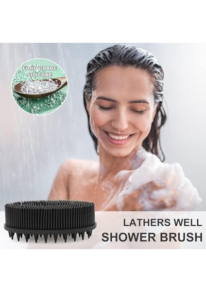 Aputue Silikon Vücut Temizleyici, 2si 1 Arada Yükseltilmiş Banyo ve Şampuan Fırçası, Duş Için Peeling Vücut Fırçası, Premium Silikon Lif, Saç Derisi Masaj Fırçası, Kadın modelleri