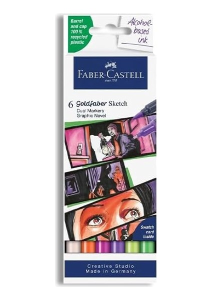 Gofa Çizgi Roman Markör Seti, 6’lı, Çift Uçlu, 0.6 mm Uç, Kalıcı Mürekkep, Alkol Bazlı, Geri Dönüşümlü Gövde