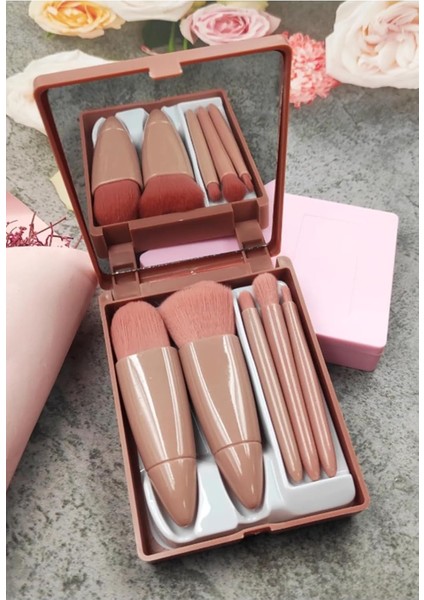 Gaman C005 Taşınabilir 5 Parçalı Aynalı Profesyonel Makyaj Fırça Seti - Taşınabilir Mini 10.5cm Bakır Renk fiyatları