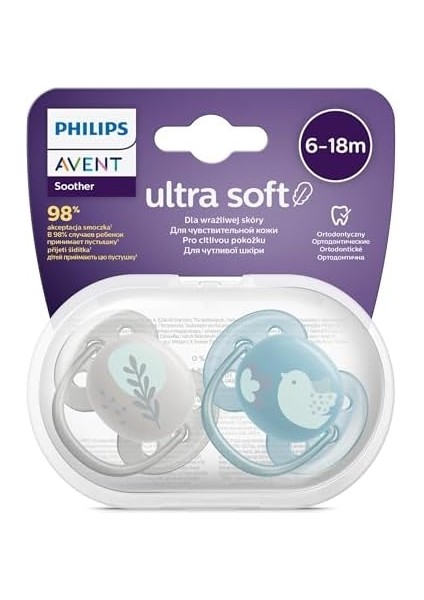 Philips Avent Ultra Soft Emzik, Erkek Bebekler Için 6‑18 Ay, 2’li Paket, Ortodontik Silikon, Flexifit Kalkanlı, Ultra Yumuşak, Bpa Içermez, Taşıma Kutulu, SCF091/15 modelleri
