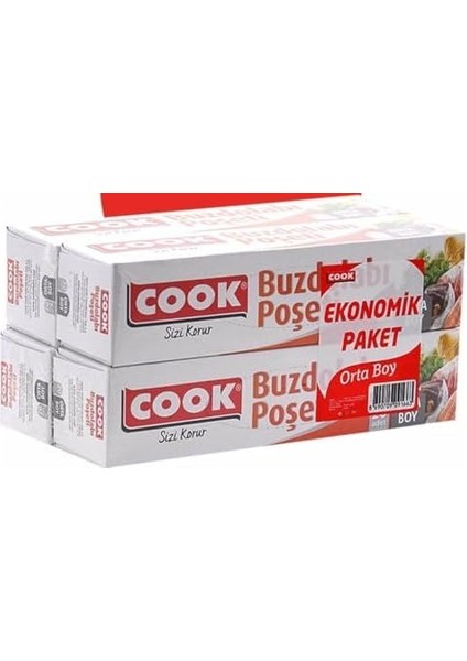 Cook Buzdolabı Poşeti Orta Boy 24 x 38 cm 2'li Paket (160 Adet)
