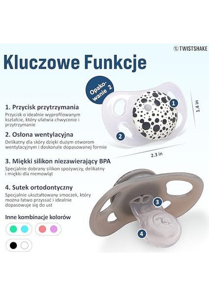 Twistshake Bebek Emziği 2’li, Gri Beyaz, 6+ Ay fiyatları