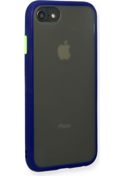 Ggm Aksesuar Iphone 6 ve 6s Yan Tuşları Renkli Kamera Korumalı Transparan Tpu Kılıf (Lacivert)