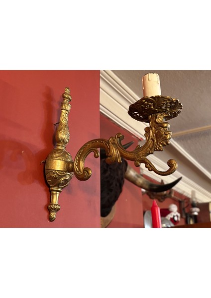 Antika Avrupa Pirinç Aplik Duvar Şamdanı Olarak Da Kullanılabilir 23 cm 23 cm Ölçülerinde indirimleri