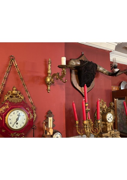 Antika Avrupa Pirinç Aplik Duvar Şamdanı Olarak Da Kullanılabilir 23 cm 23 cm Ölçülerinde