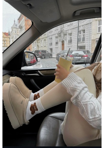 Women's Ugg Tazz Iı Platform Bej Kadın Terlik - Yünlü - Bot - Kum Beji - Ugg Platform