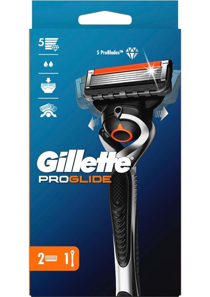 Gillette Fusion Proglide Tıraş Makinesi + 2 Adet Yedek Tıraş Bıçağı fiyatları