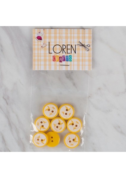 Loren Crafts Sarı 8 Li Balık Düğme - 579