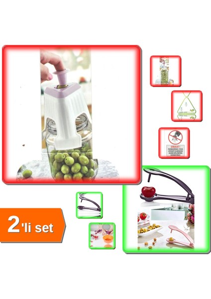 Zeytin Çizme Aparatı + Çekirdek Çıkartma Aparatı 2'li Set X7Y8Z9