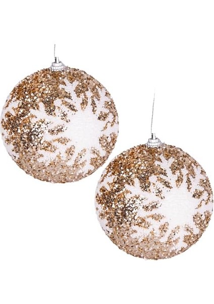 Topu Pullu Beyaz Kar Tanesi Şekilli 2'li Paket 9 Cm. fiyatları